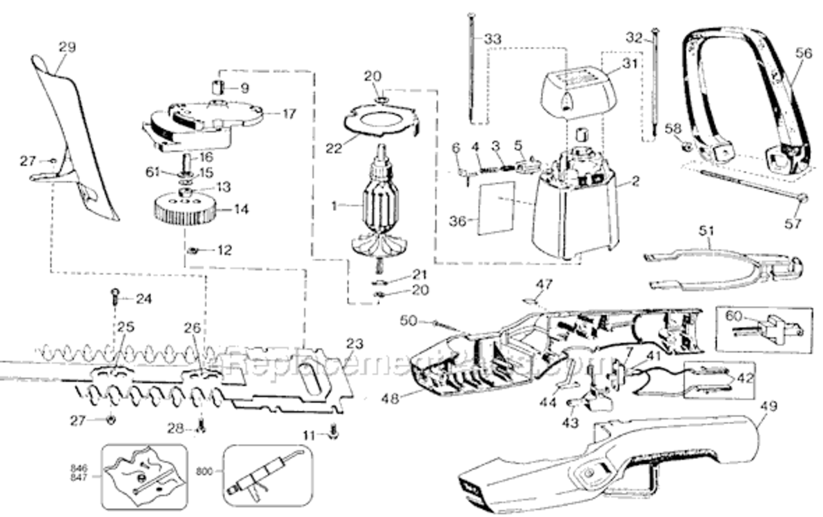Page A Diagram and Parts List for 8124 Type 8 Black and Decker Hedge Trimmer